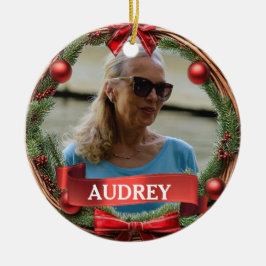 Evergreen Pinecone Wreath ANY Photo Julgransprydnad Keramik