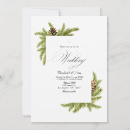 Evergreen Pines Winter Wonderland Bröllop QR-kod Inbjudningar