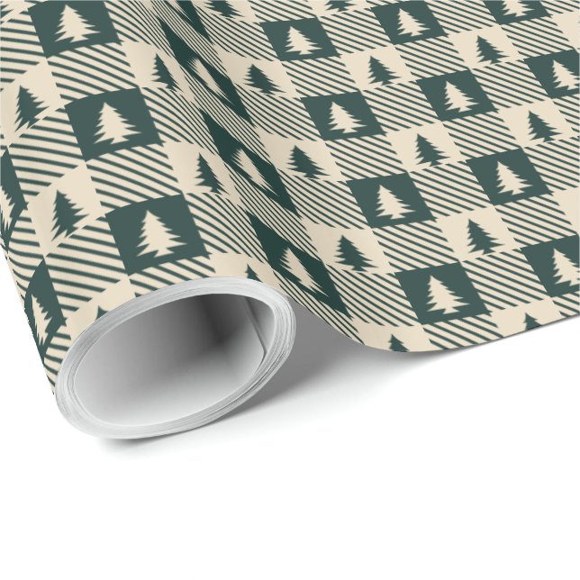 Evergreen plaid presentpapper (Rullad Hörn)