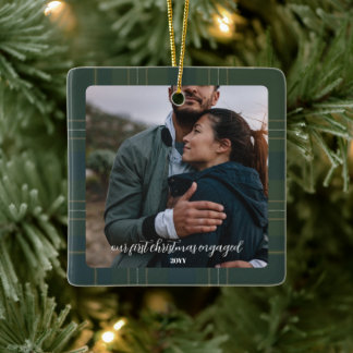 Evergreen Play Förlovning | Rustic Flanella Tartan Julgransprydnad Keramik