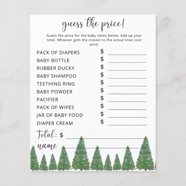 Evergreen Pris gissel Game (Framsida)