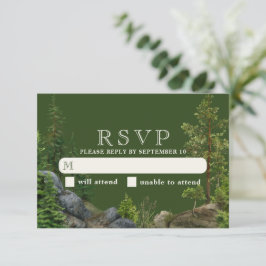 Evergreen Rocky Forest | Rustic Nature Bröllop OSA Kort