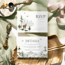 Evergreen Rustic Mountain Forest Bröllop OSA Card Kort