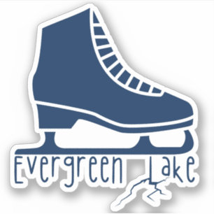 Evergreen Sjö, Colorado, Blue Ice Skating Klistermärken