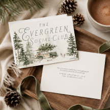 Evergreen Social Club Julkort i Vintage-stil