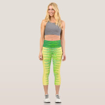 Evergreen Spiral i Gult High Waisted Capris