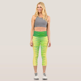 Evergreen Spiral i Gult High Waisted Capris