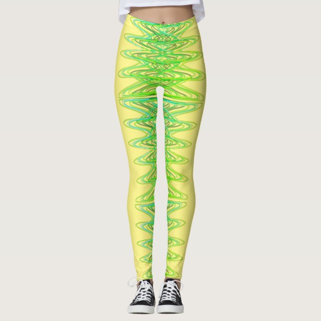 Evergreen Spiral i Gult Leggings (Framsida)