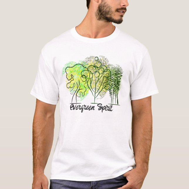 Evergreen Spirit med träd T Shirt (Framsida)