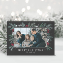 Evergreen Spray-julfotokort Julkort
