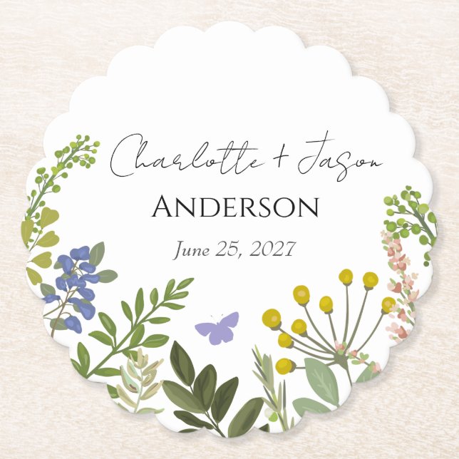 Evergreen Summer Garden WedWedding Underlägg Papper (Framsida)