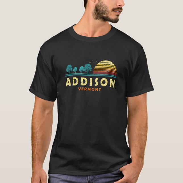 Evergreen Sunset Addison Forest Vermont Skogen Nat T Shirt (Framsida)