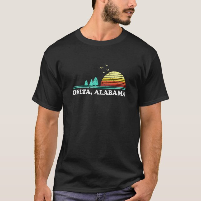 Evergreen Sunset Delta Forest Alabama Skogen Campi T Shirt (Framsida)