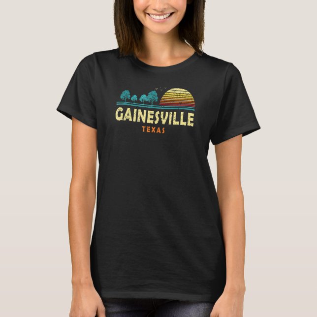 Evergreen Sunset Gainesville Forest Texas Skogen N T Shirt (Framsida)
