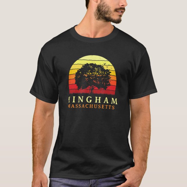 Evergreen Sunset Hingham Oak Träd Massachusetts Bu T Shirt (Framsida)