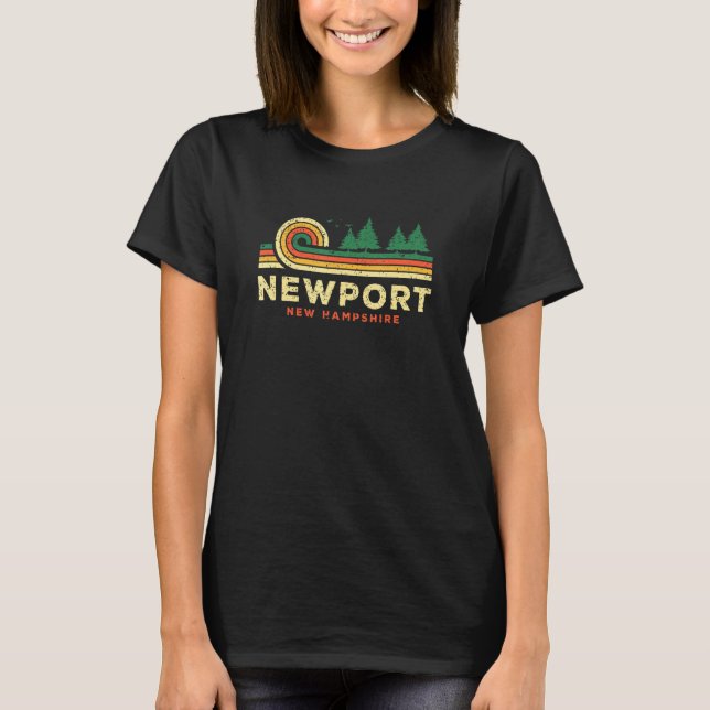 Evergreen Sunset Newport Forest New Hampshire Wood T Shirt (Framsida)
