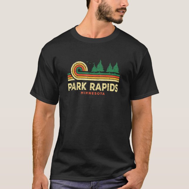 Evergreen Sunset Park Rapids Forest Minnesota Wood T Shirt (Framsida)