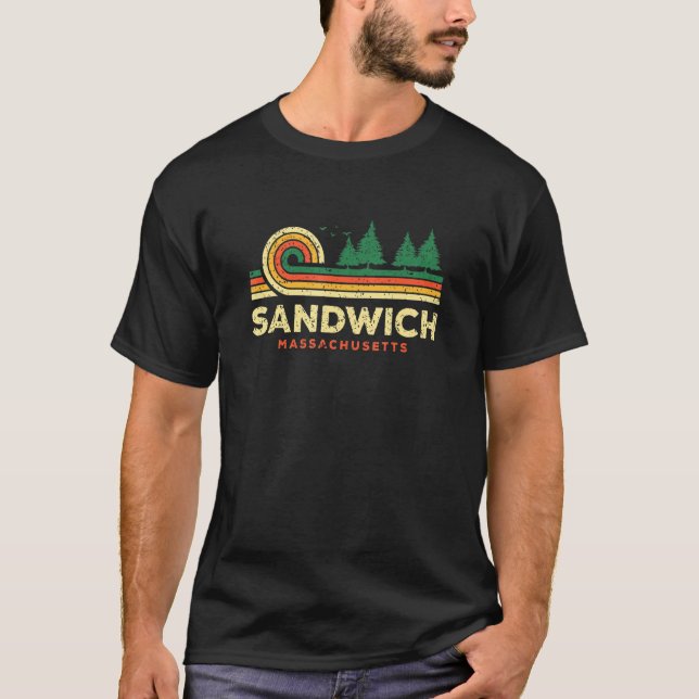 Evergreen Sunset Sandwich Forest Massachusetts Woo T Shirt (Framsida)
