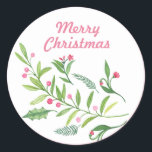 Evergreen Swag | God jul Runt Klistermärke<br><div class="desc">Juldekalen har en visemisk design med ett vintergrönt ram som omger "God jul"</div>
