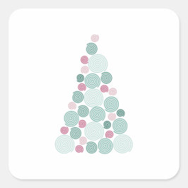 Evergreen Swirl Fyrkantigt Klistermärke