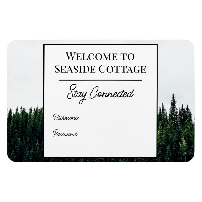 Evergreen Träd Airbnb Vacation Rental Wifi Magnet (Horisontell)