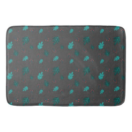 Evergreen Träd Lövs & Red Holly Berries Badrumsmatta