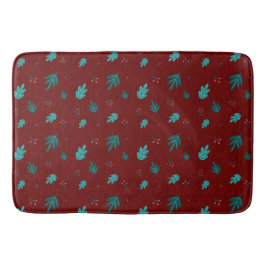 Evergreen Träd Lövs & Red Holly Berries Badrumsmatta