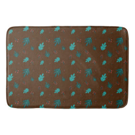 Evergreen Träd Lövs & Red Holly Berries Badrumsmatta