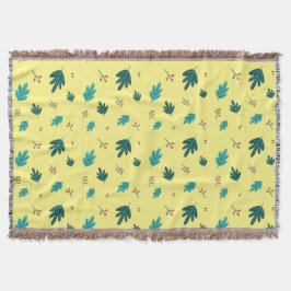 Evergreen Träd Lövs & Red Holly Berries Filt