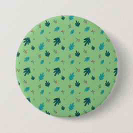 Evergreen Träd Lövs & Red Holly Berries Knapp