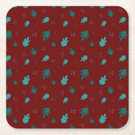 Evergreen Träd Lövs & Red Holly Berries Underlägg Papper