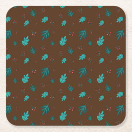 Evergreen Träd Lövs & Red Holly Berries Underlägg Papper