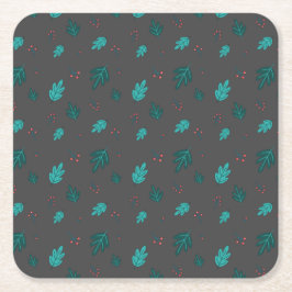 Evergreen Träd Lövs & Red Holly Berries Underlägg Papper