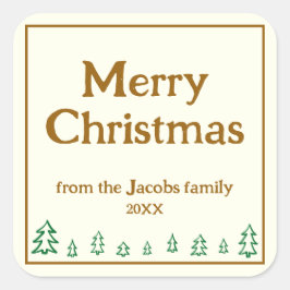 Evergreen Träd Personlig Helgdag Stickers Fyrkantigt Klistermärke