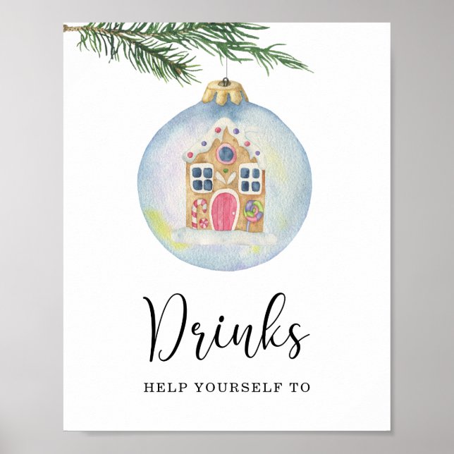 Evergreen vintertid gren - Drinks Poster (Framsidan)