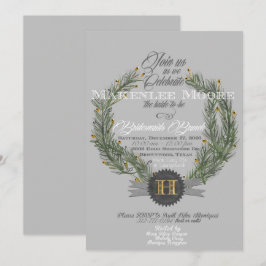 Evergreen Wandew/Monogram-inbjudan Inbjudningar