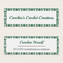 Evergreen White Crochet Snöre Mönster Affärskort