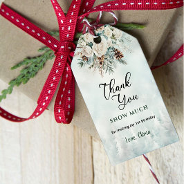 Evergreen Winter First Birthday Tack Presentetikett