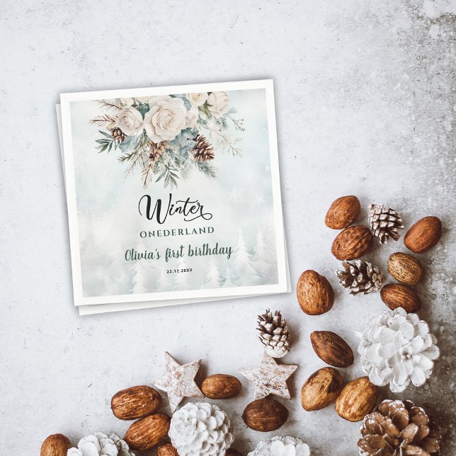 Evergreen Winter Onederland Första födeldagen Pappersservett (Skapare uppladdad)