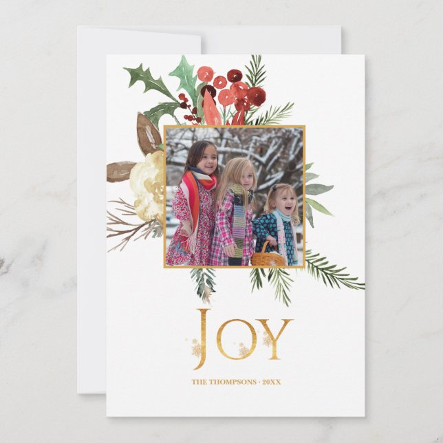 Evergreen - Wintertide Woodland Julfoto Kort (Framsida)