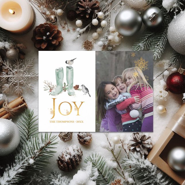 Evergreen - Wintertide Woodland Julfoto Magnetisk Inbjudningskort (Evergreen - Wintertide Woodland Christmas Photo Magnetic Invitation)