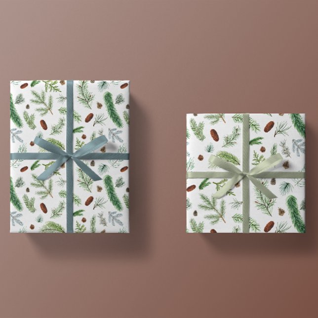 Evergreen Woodland Classic Winter Helgdag Presentpapper (Skapare uppladdad)