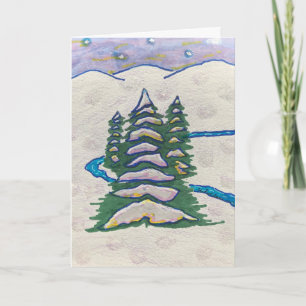 Evergreens i Snö Kort
