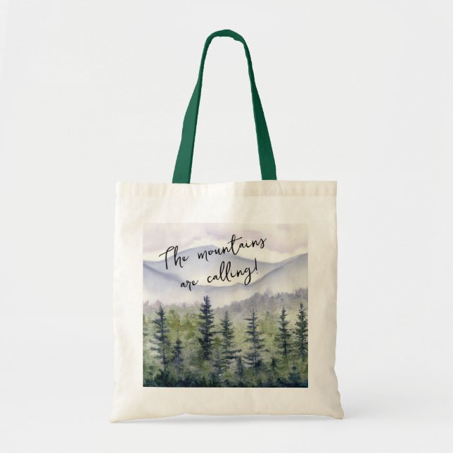 Evergreens och Mountains Tote Bag Tygkasse (Framsidan)
