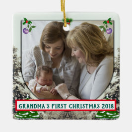 Evergreens och Snö Grandmas Första jul Julgransprydnad Keramik