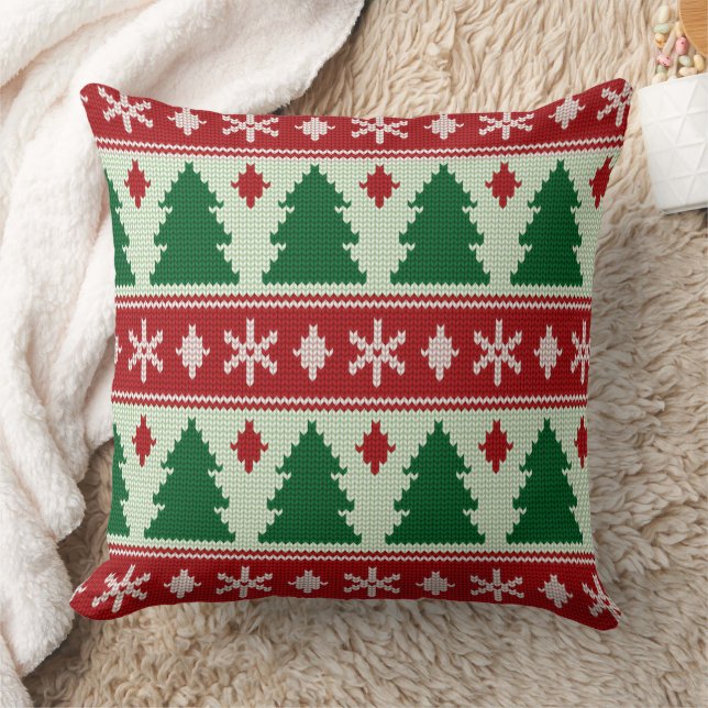 Evergreens & Snowflakes Knit Kudde (Filt)