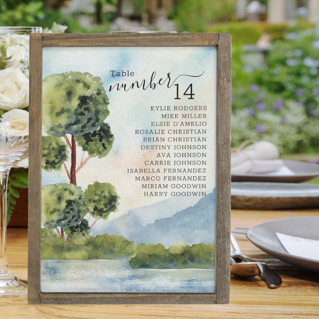 Evergreensjön Vattenfärg Per Bord Sittplatskarta (Skapare uppladdad)