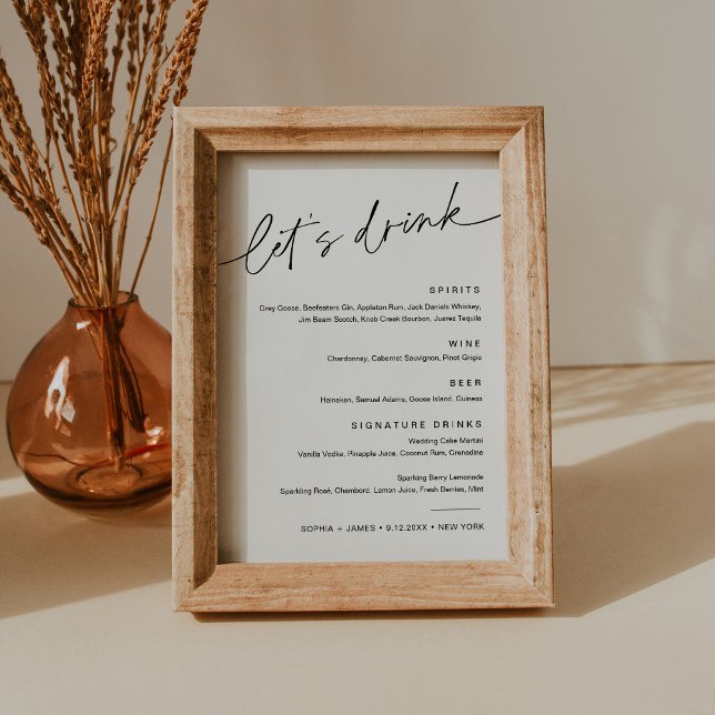 EVERLEIGH Bröllop Drink Cocktail-menykort Inbjudningar (Skapare uppladdad)
