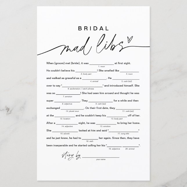 EVERLEIGH Bröllopsdusch Libs, Fyll i det tomma (Framsida)