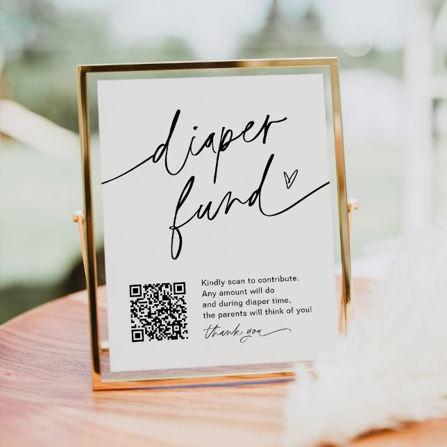 EVERLEIGH Diaper Fund QR Code Baby Shower Sign Poster (Skapare uppladdad)